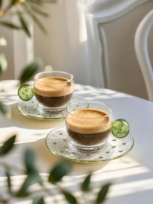 XÍCARA E PIRES EM VIDRO FIZZ VERDE 120ML