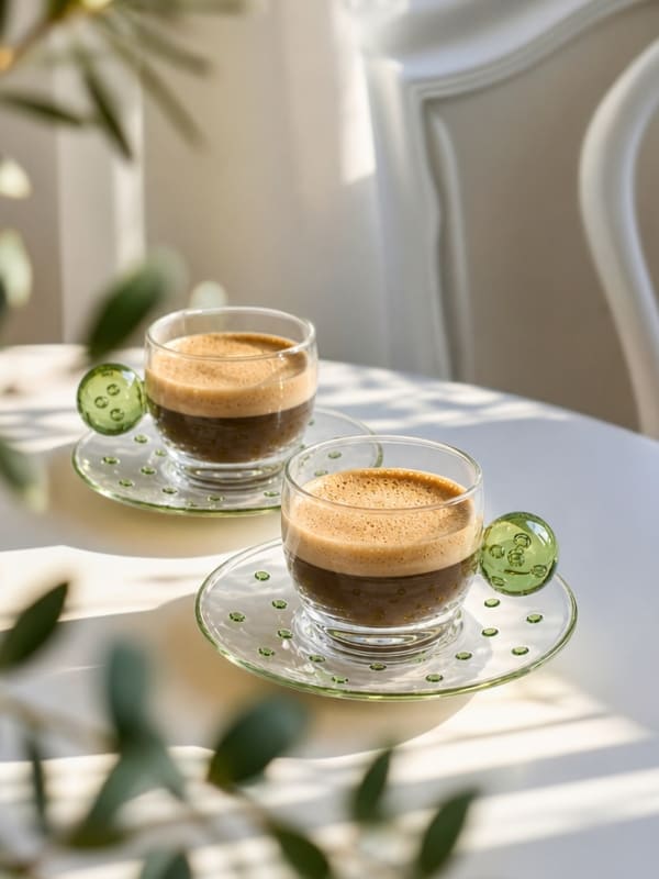 XÍCARA E PIRES EM VIDRO FIZZ VERDE 120ML