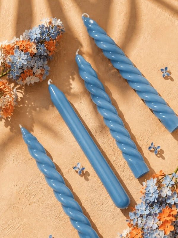 VELAS PARA CASTIÇAL CÔNICA AZUL CLARO  18 CM - 02 UNIDADES