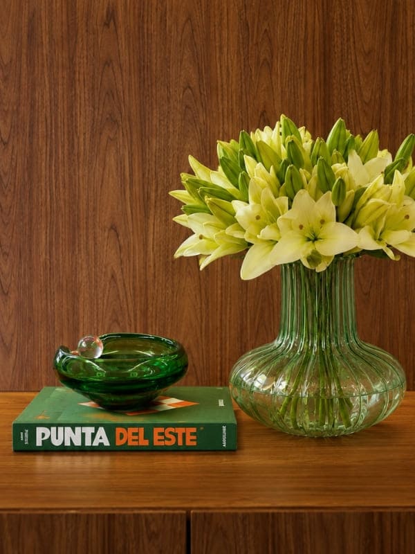 BOWL DE MURANO BUBBLE VERDE FOLHA 15X7CM