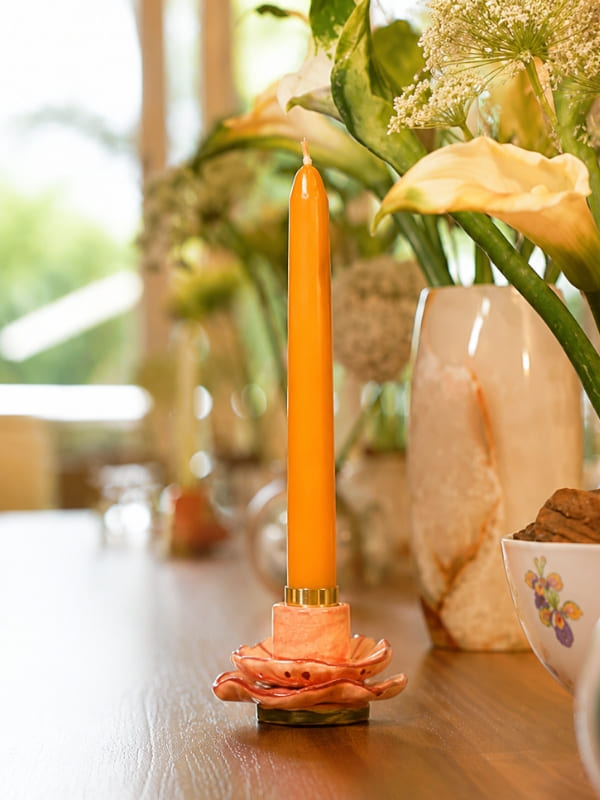 VELAS PARA CASTIÇAL CÔNICA LARANJA 18 CM - 02 UNIDADES
