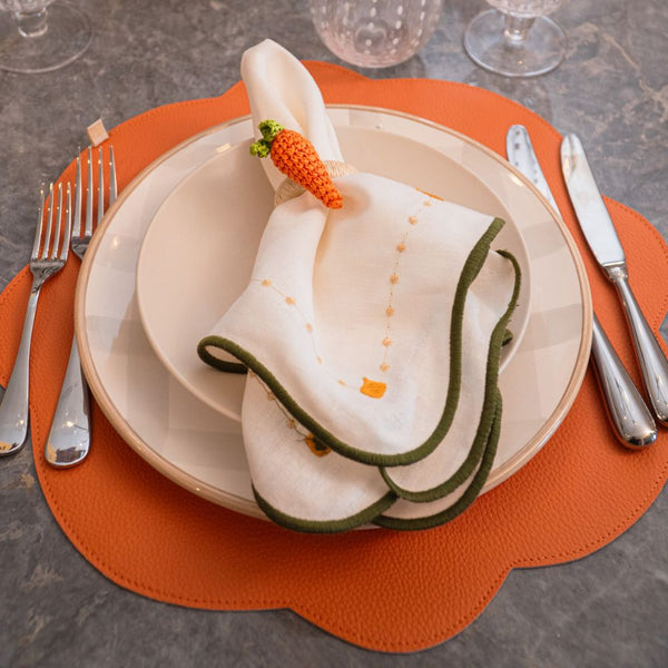 JOGO AMERICANO DUPLA FACE IMPERMEÁVEL REDONDO FLOR LARANJA E AZUL 42 CM