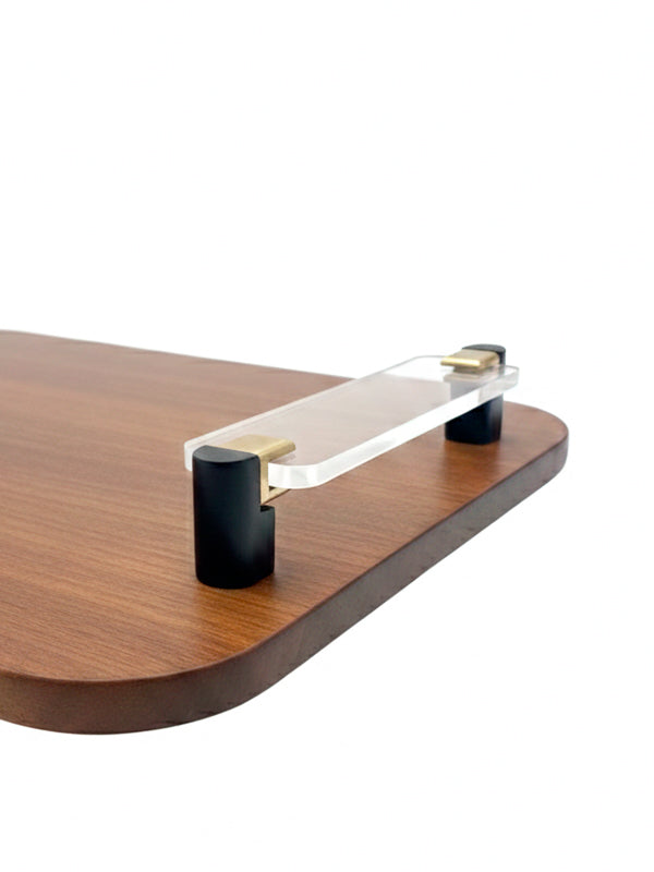 BANDEJA STUDIO EM MADEIRA COM ACRÍLICO 60x34CM