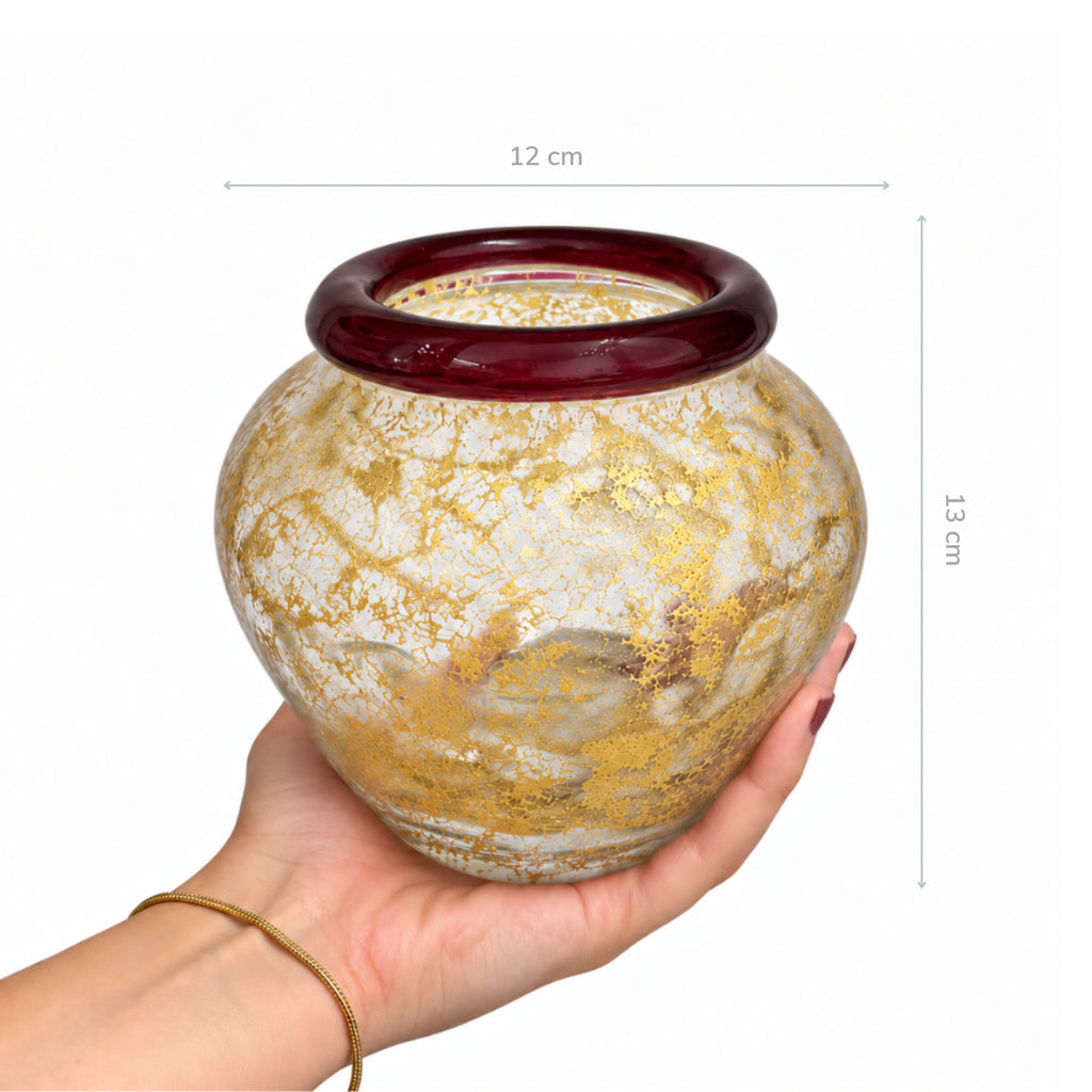 Vaso de Murano Donatella Vinho com Ouro P 12x13cm