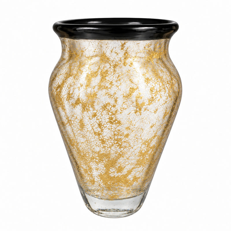 Vaso de Murano Donatella Azul-Marinho com Ouro M 14x20cm