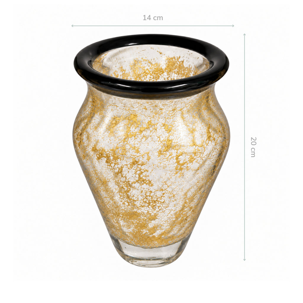 Vaso de Murano Donatella Azul-Marinho com Ouro M 14x20cm