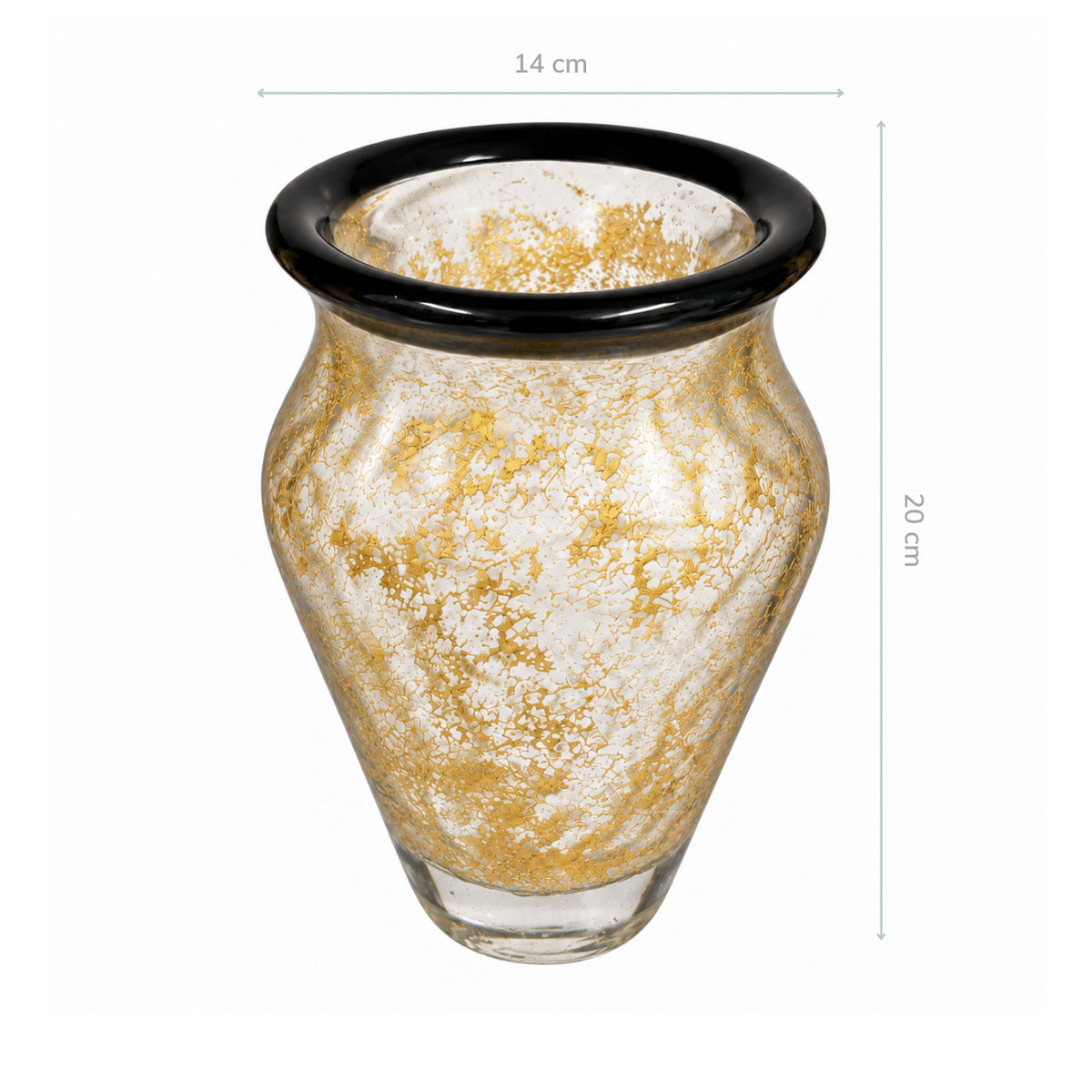 Vaso de Murano Donatella Azul-Marinho com Ouro M 14x20cm