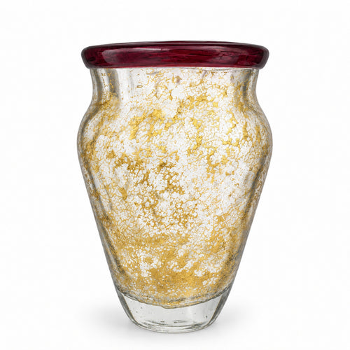 Vaso de Murano Donatella Vinho com Ouro M 14x20cm