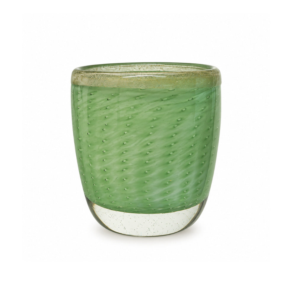 Vaso de Murano Fragola Verde com Ouro P 12x13cm