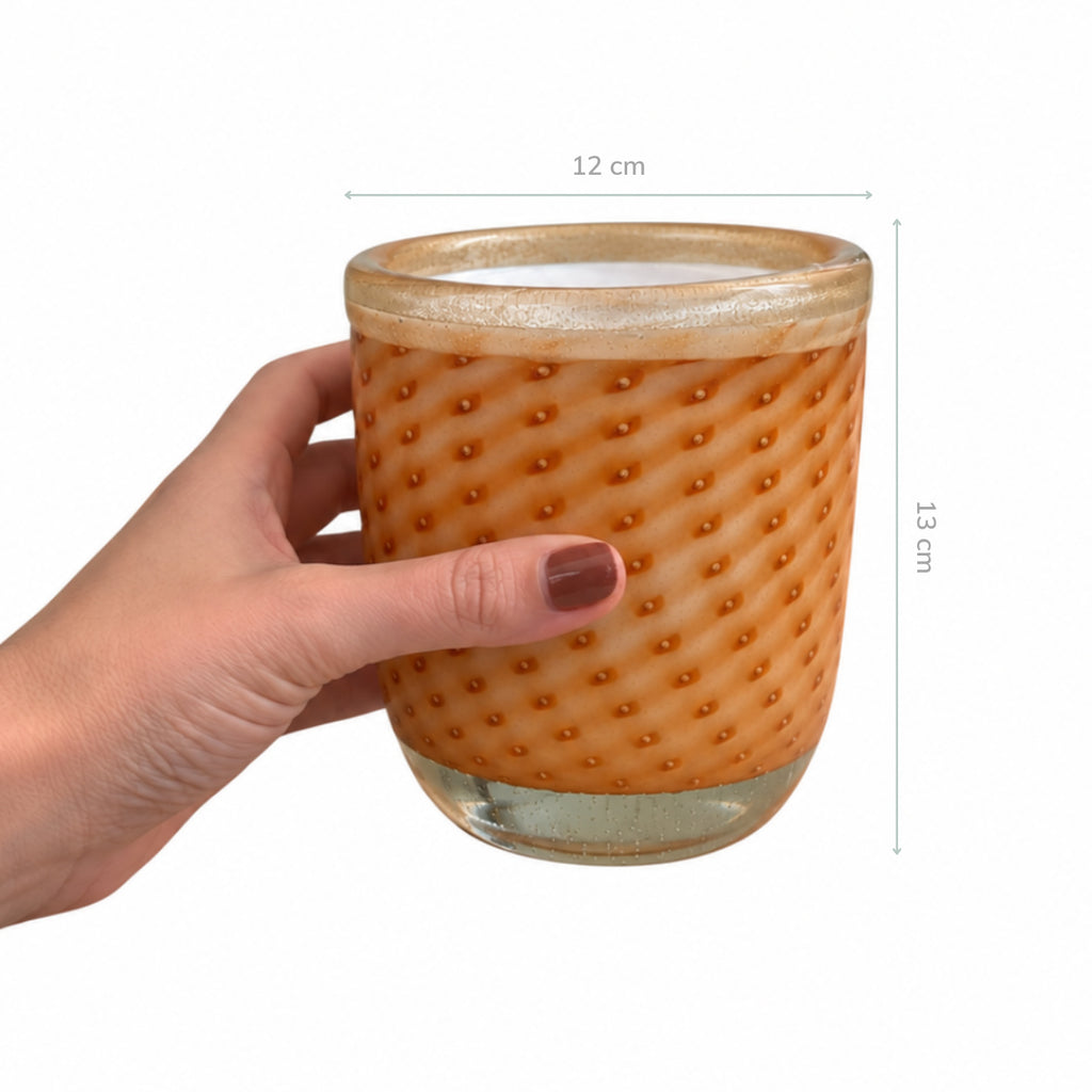 Vaso de Murano Fragola Terracota com Ouro P 12x13cm