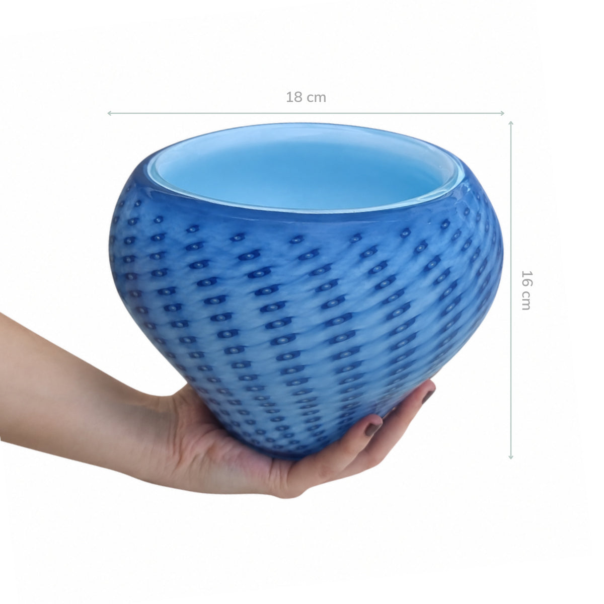 Vaso de Murano Fragola Azul M 18x16cm