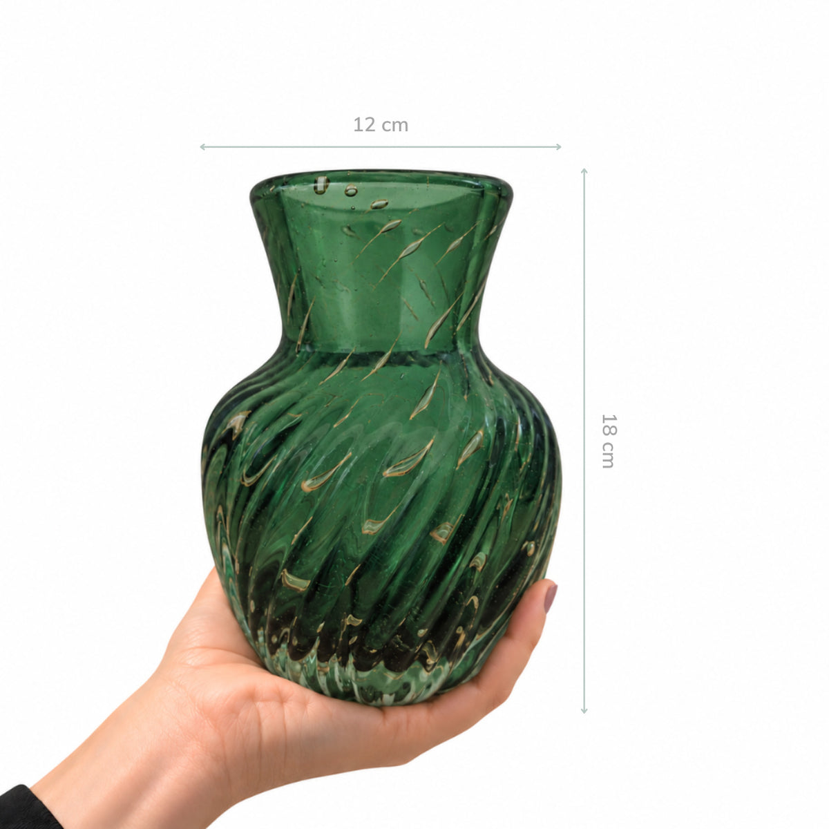 Vaso de Murano Giulia Verde com Ouro 12x18cm