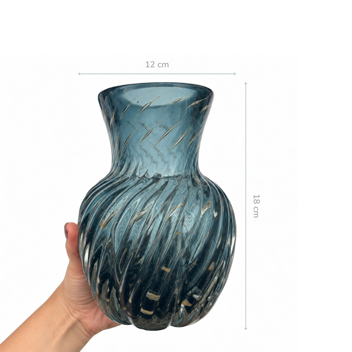 Vaso de Murano Giulia Azul com Ouro 12x18cm