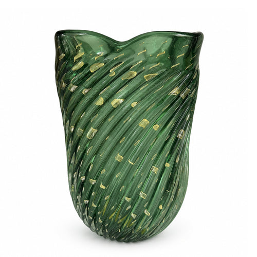 Vaso de Murano Chiara Verde com Ouro 24x30cm