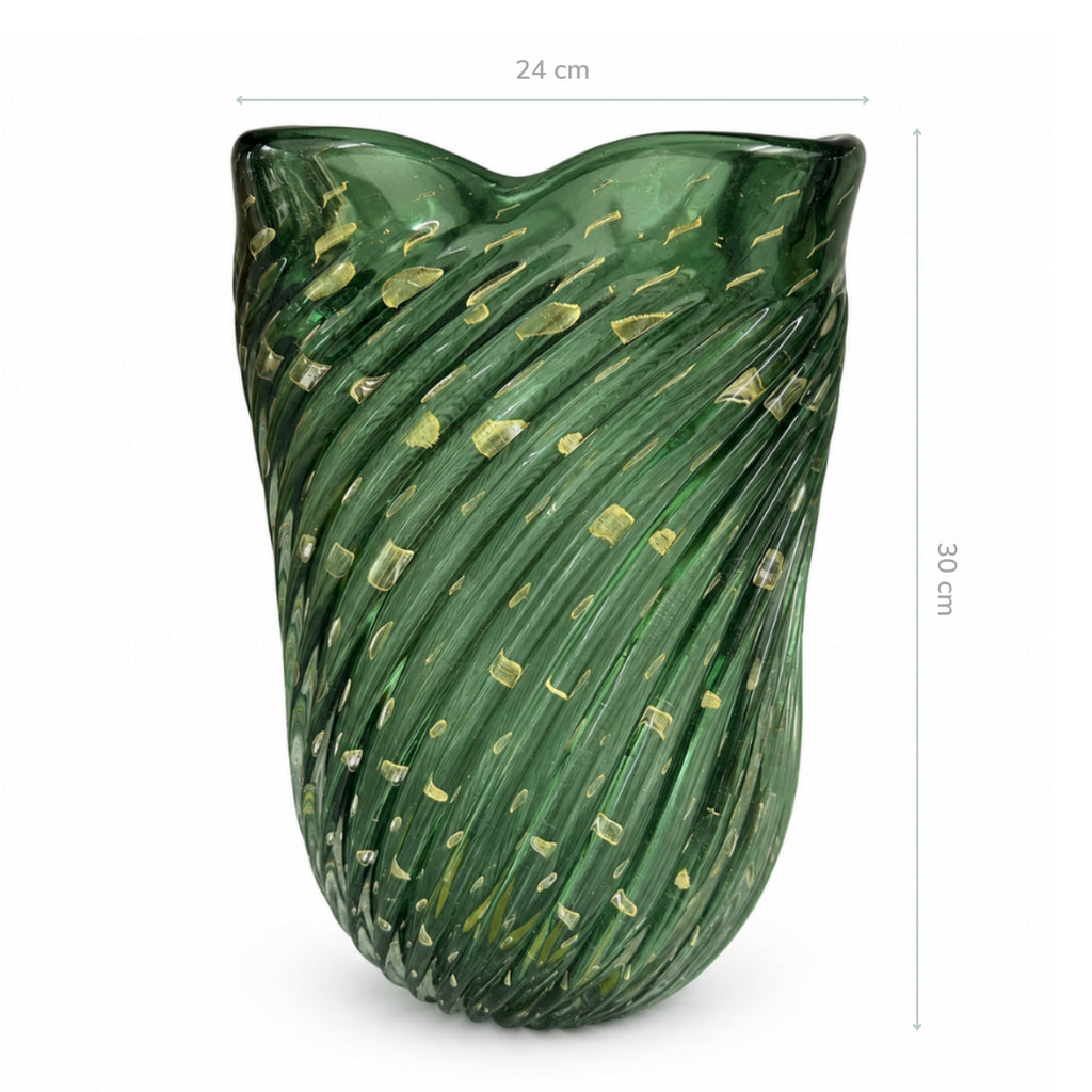 Vaso de Murano Chiara Verde com Ouro 24x30cm
