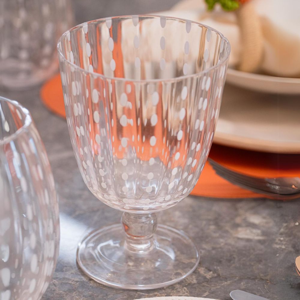 TAÇA DE VIDRO DOTS TRANSPARENTE  9,5 x 14(H) cm