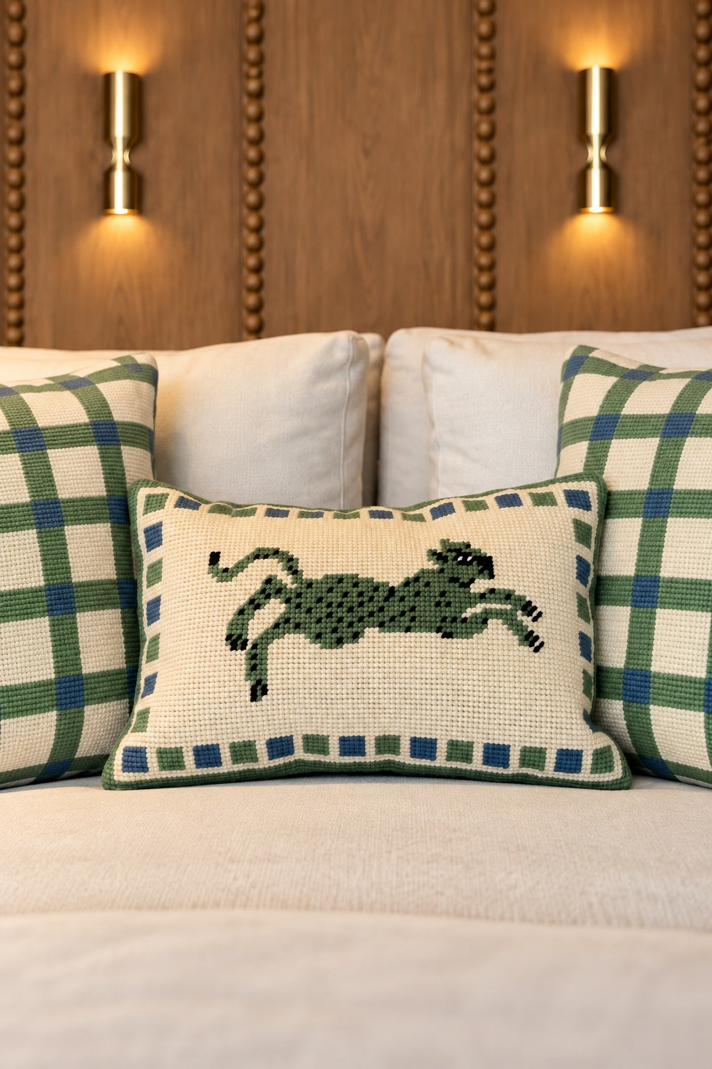 Capa de Almofada de Tapeçaria Chess Leopardo Verde 50x35cm