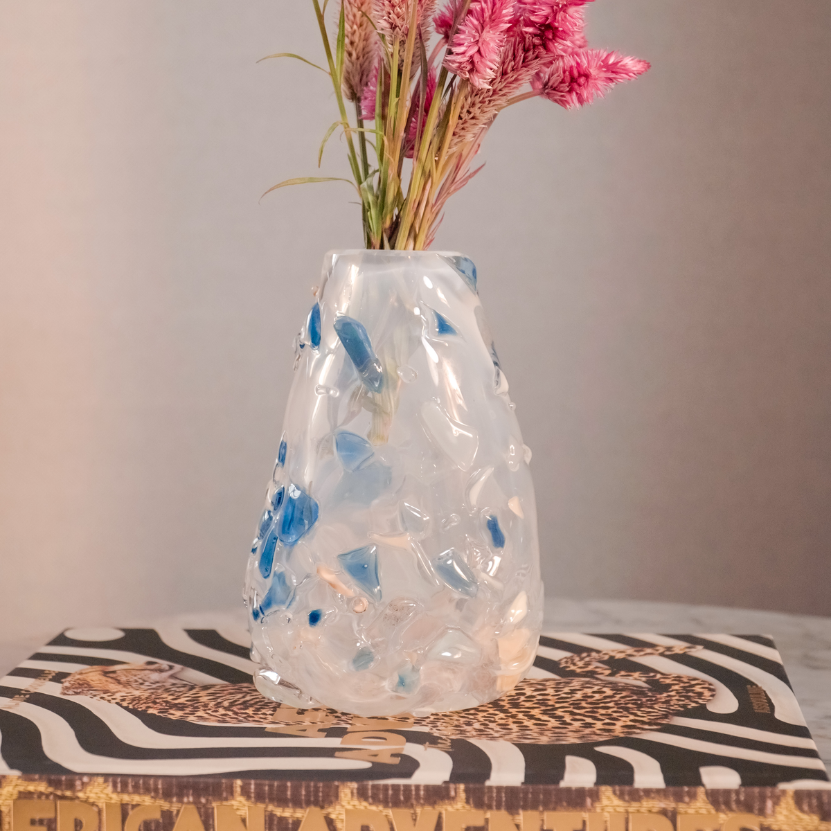 VASO DE MURANO TWIST FLOW  PÉROLA 17CM