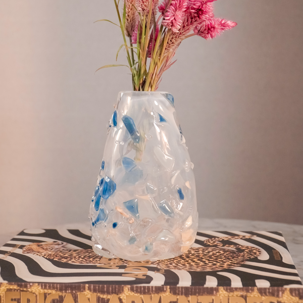 VASO DE MURANO TWIST FLOW  PÉROLA 17CM