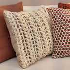 CAPA DE ALMOFADA TRICOT MANUAL TRANÇA  NATURAL 50X50CM