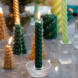 VELAS PARA CASTIÇAL TWIST BOLD VERDE ESCURO 18 CM - 02 UNIDADES