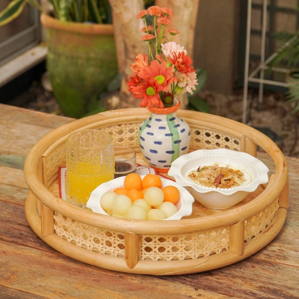 BANDEJA DE RATTAN COM PALHA INDIANA 40CM