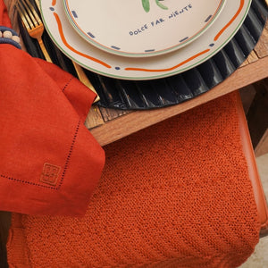 MANTA TRICOT PLUS ZIGZAG LARANJA 130X180 CM