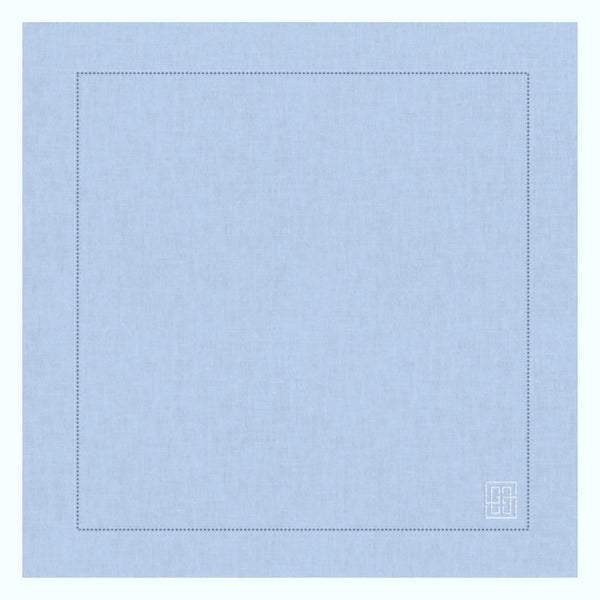 GUARDANAPO DE LINHO VISCO BARRA LARGA PREMIUM AZUL CLARO 55X55 CM