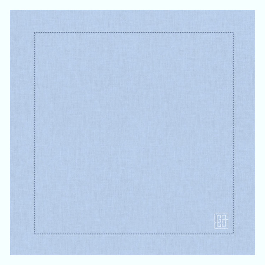 GUARDANAPO DE LINHO VISCO BARRA LARGA PREMIUM AZUL CLARO 55X55 CM