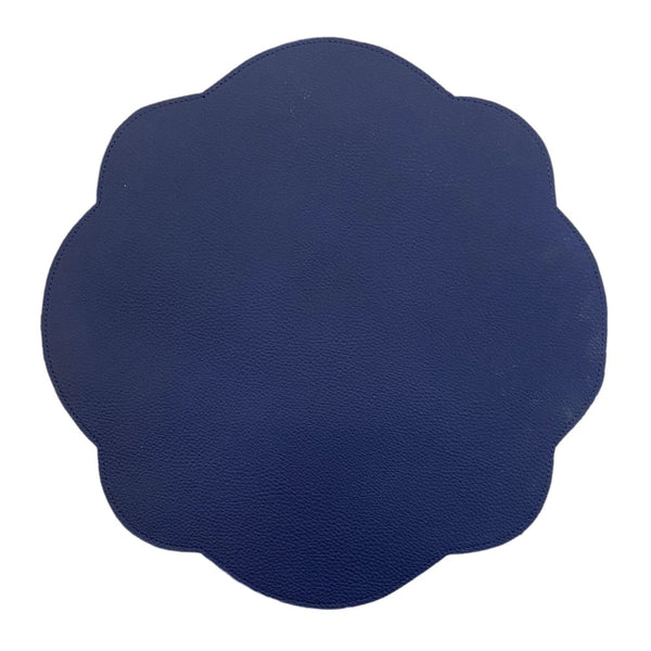 JOGO AMERICANO DUPLA FACE IMPERMEÁVEL REDONDO FLOR AZUL E CARAMELO 42 CM