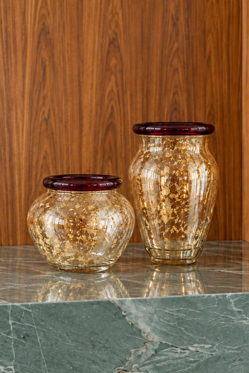 Vaso de Murano Donatella Vinho com Ouro