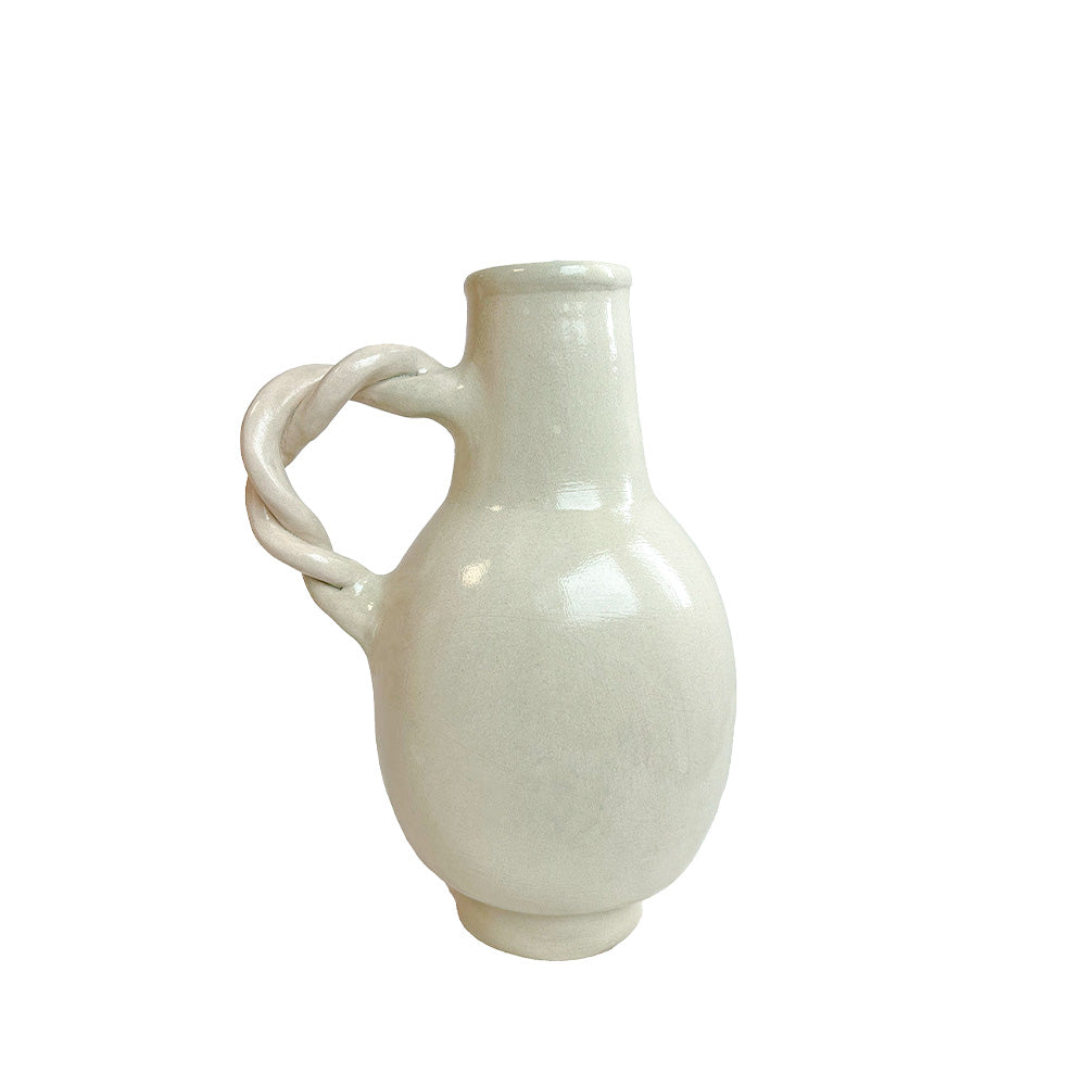 VASO DE CERÂMICA FEITO A MÃO KIGALI MARFIM 23CM