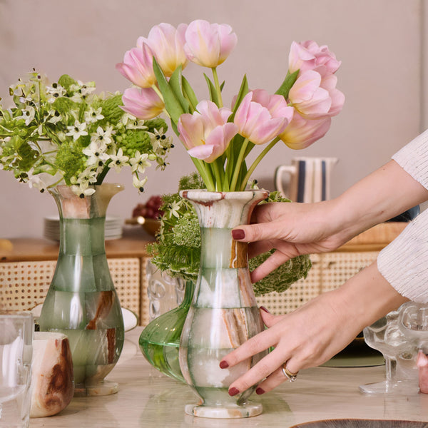 VASO ONIX ABAULADO QUADRICULADO VERDE 25CM