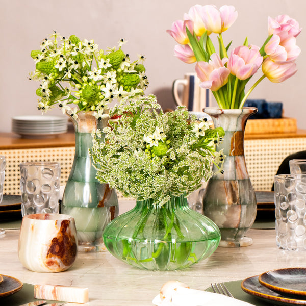 VASO DE VIDRO GOTA VERDE FLORESTA M 20CM