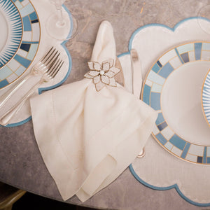 PORTA GUARDANAPO DE FLOR MIÇANGAS BRANCO 5CM