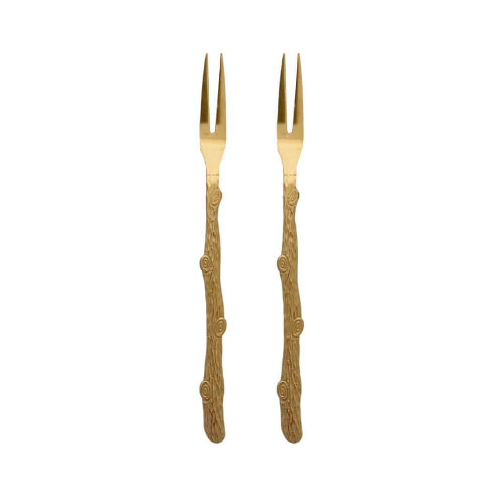 SET 2 GARFOS PARA APERITIVO TRONCO DOURADO