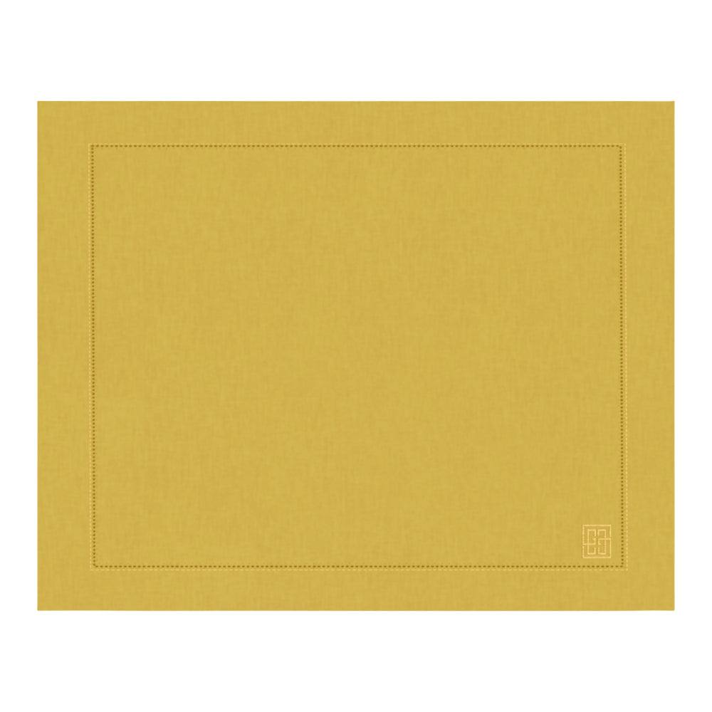 JOGO AMERICANO LINHO PURO BARRA LARGA PREMIUM AMARELO 50X39CM