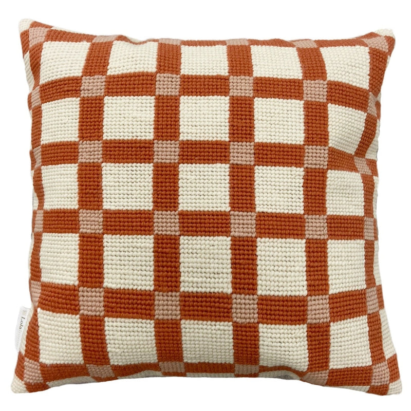 Capa de Almofada de Tapeçaria Xadrez Terracota 50x50cm