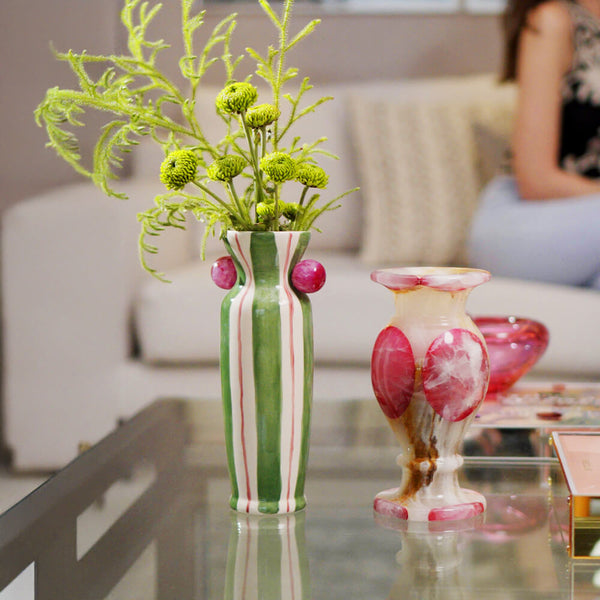 VASO CERÂMICA ARTESANAL AGATAS VERDE