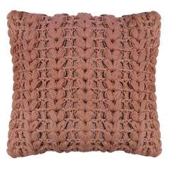 CAPA DE ALMOFADA TRICOT MANUAL TRANÇA TERRACOTA 50X50CM