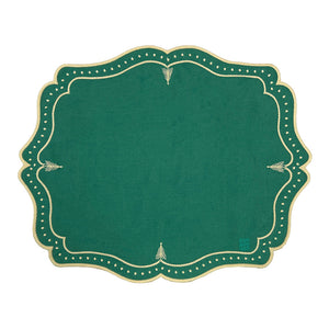 JOGO AMERICANO LINHO PURO ÁRVORE DE NATAL VERDE 48X38CM