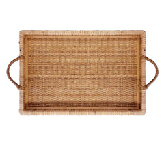 BANDEJA EM MADEIRA E FIBRA RATTAN COUNTRY G 54X38 CM
