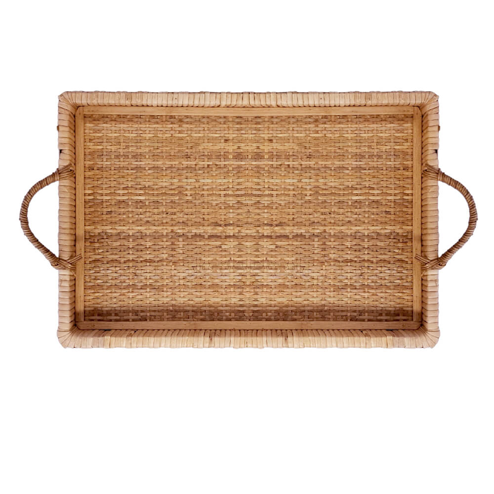 BANDEJA EM MADEIRA E FIBRA RATTAN COUNTRY G 54X38 CM
