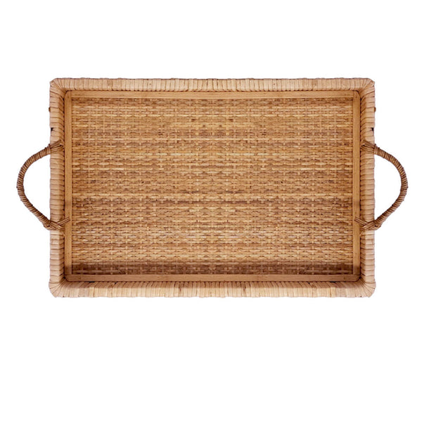 BANDEJA EM MADEIRA E FIBRA RATTAN COUNTRY G 54X38 CM