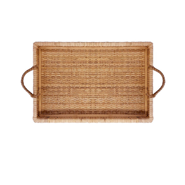 BANDEJAS EM MADEIRA E FIBRA RATTAN COUNTRY M 47X32CM