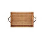 BANDEJA EM MADEIRA E FIBRA RATTAN COUNTRY P 40X26CM