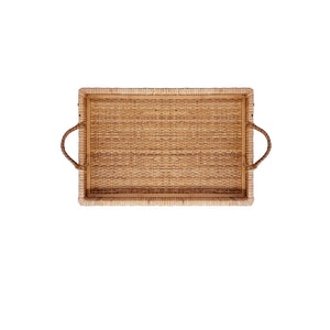 BANDEJA EM MADEIRA E FIBRA RATTAN COUNTRY P 40CM