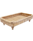 BANDEJA EM MADEIRA E RATTAN COM PÉ COUNTRY   37.5 x 23.5 x 10 CM (H)