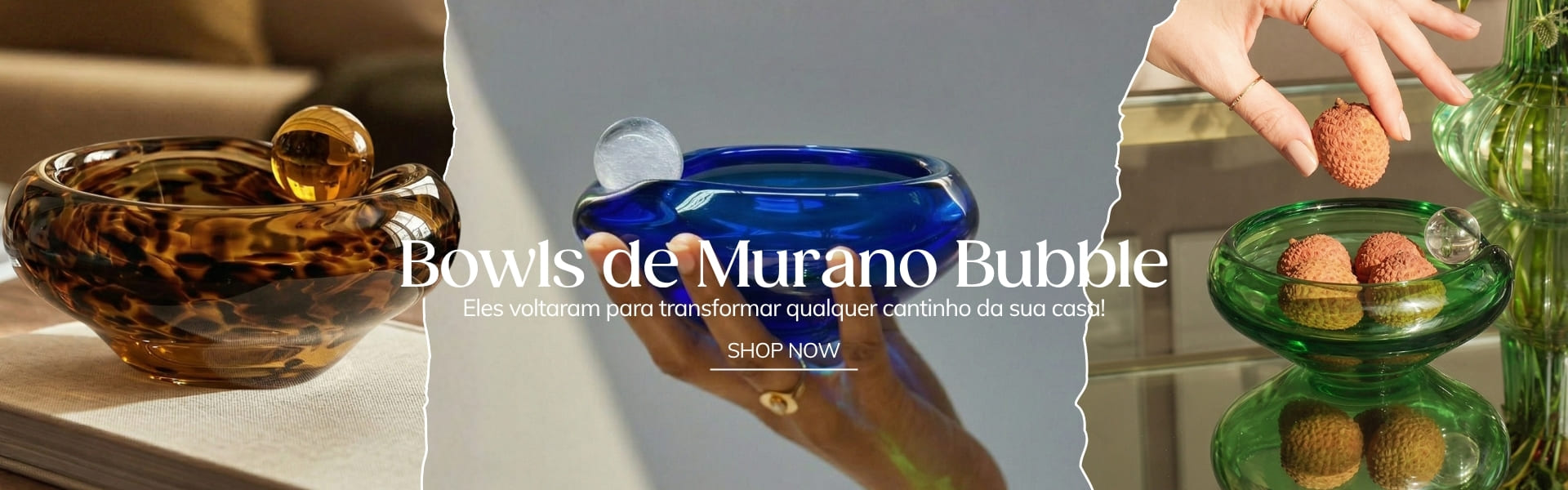 Lançamento coleção flow da lolahome com os bowls de murano