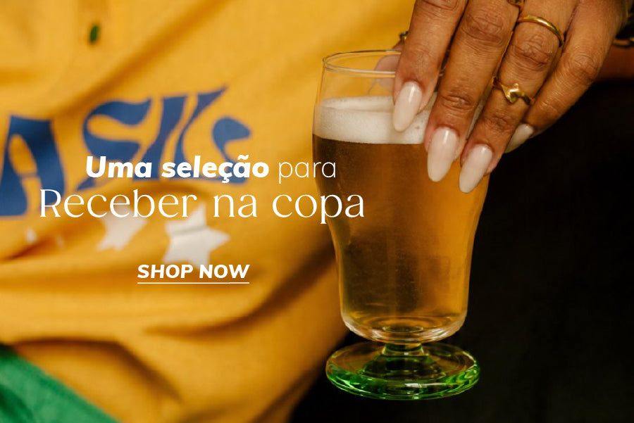 Seleção de produtos para receber na copa: copos, taças, bandejas, bowls, pratos, jogos americanos e muito mais